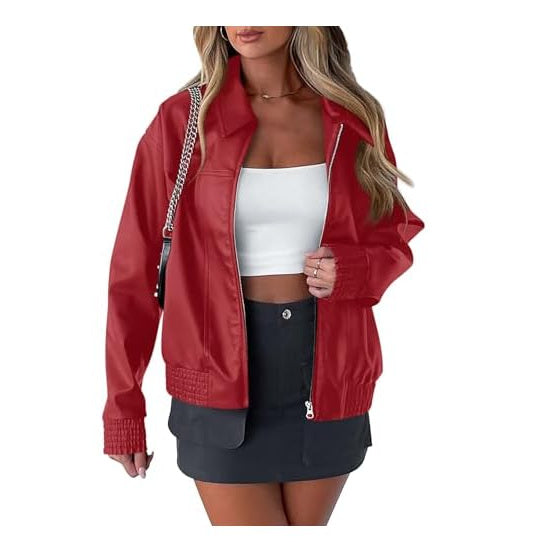 Long Sleeve Lapel Zipper Side Pocket Casual Trench Coat Women