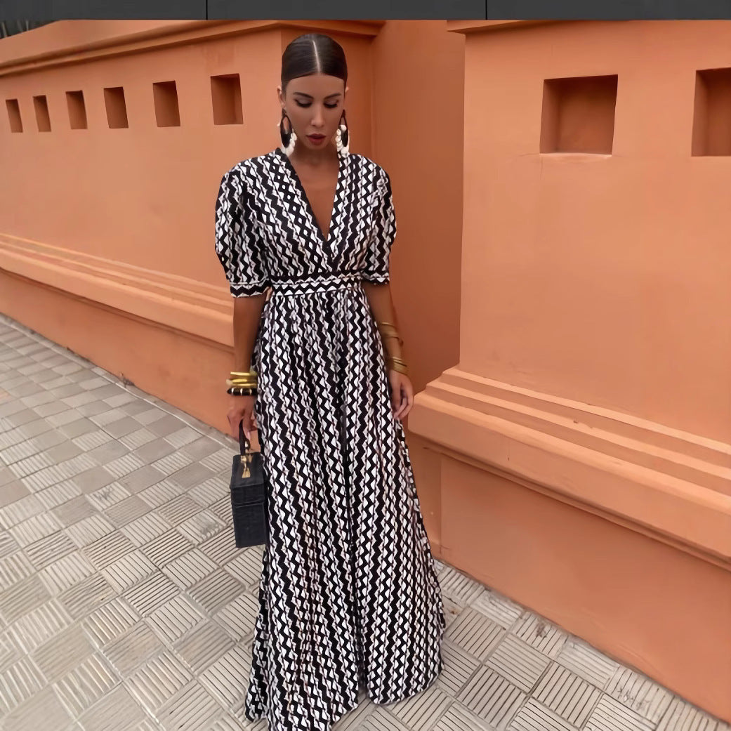 Women's Fashion Vintage Printing Elegant Dress