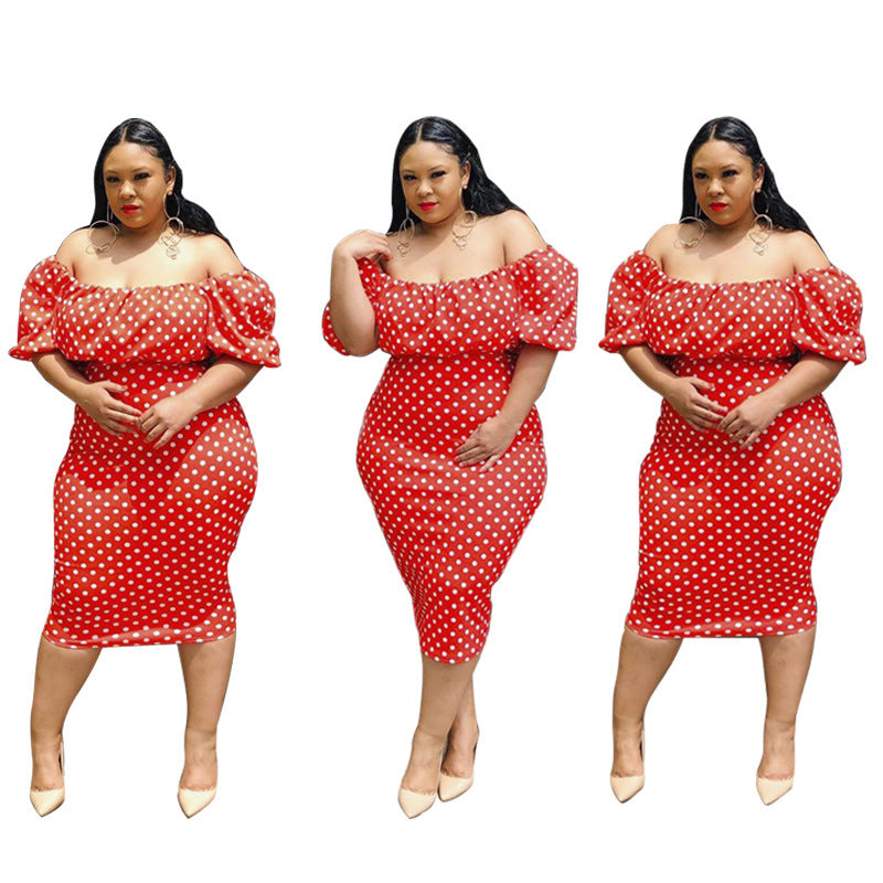 Fashion Casual Off Shoulder One Step Dress Lantern Sleeve Dress