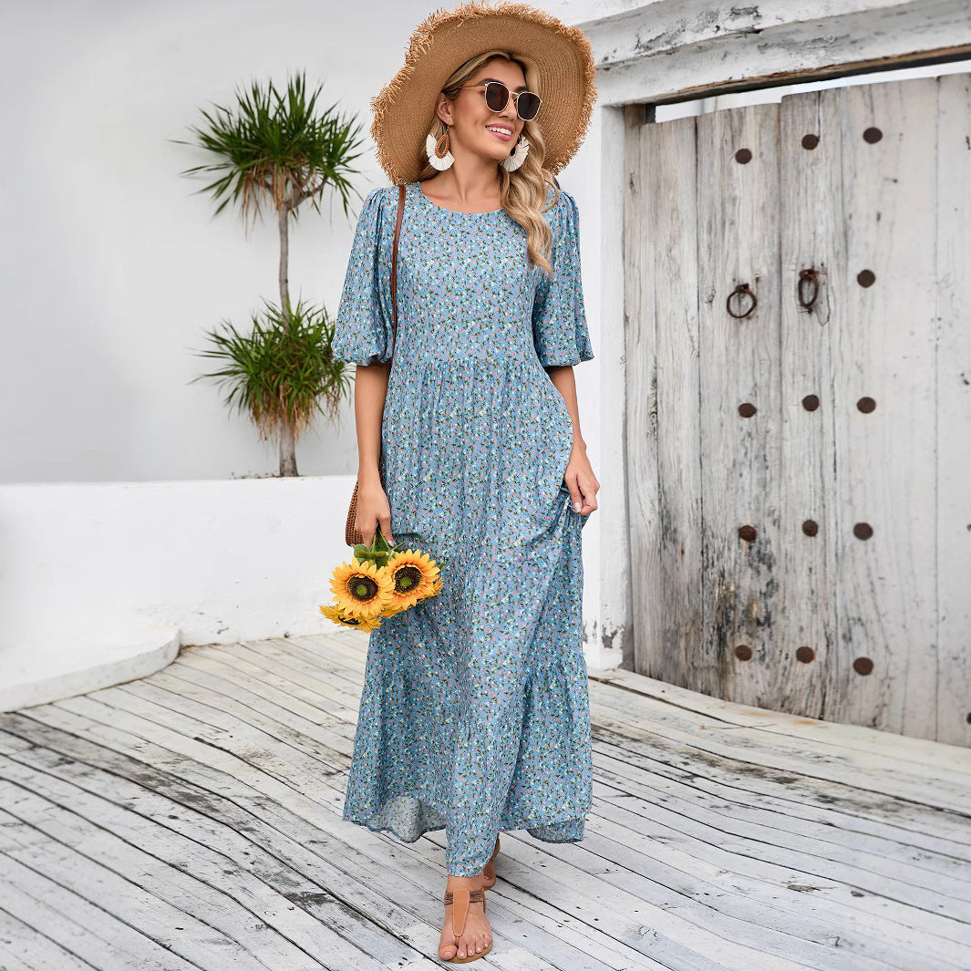 Djellaba Loose Round Neck Shirt With Half Sleeve Dress