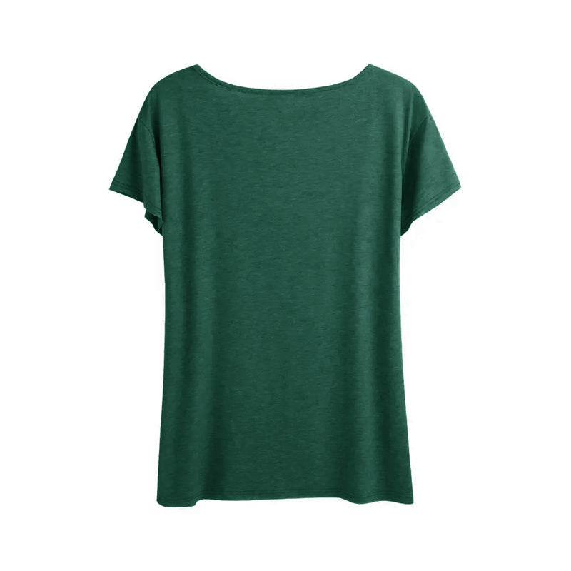 Women's Tri-Color Clover Print T-Shirt - Casual Short Sleeve Crew Neck Tee, Soft Summer Top