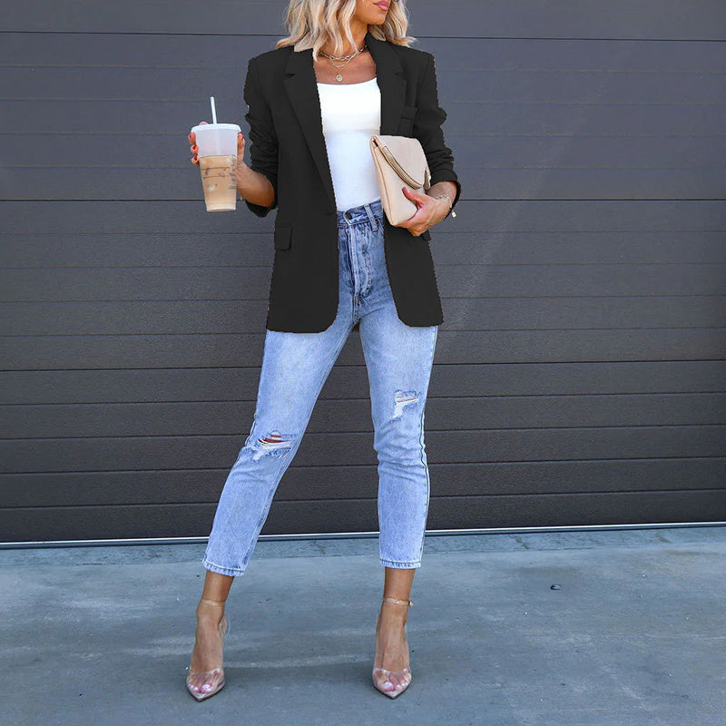 Womens Casual Blazers Open Front Long Sleeve Work Office Suit Jackets Blazer