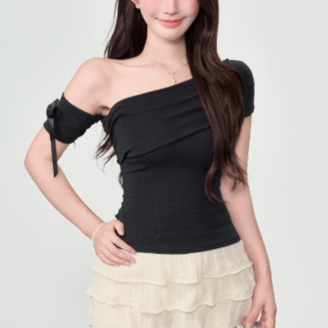 New Slim Fit And Slimming One Shoulder Off Top