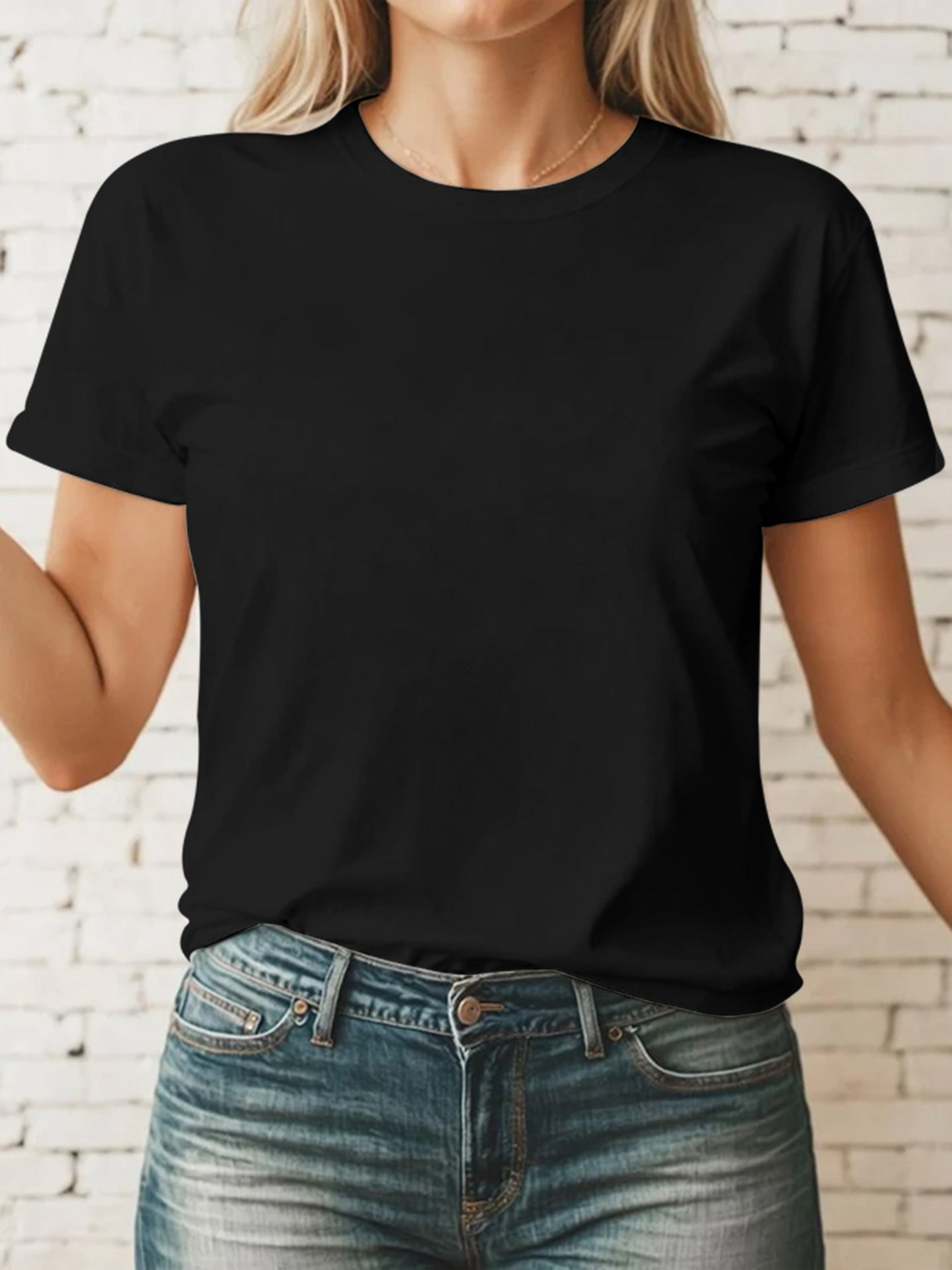 Casual Women's Round Neck Short Sleeve Sports Pure Cotton T-shirt