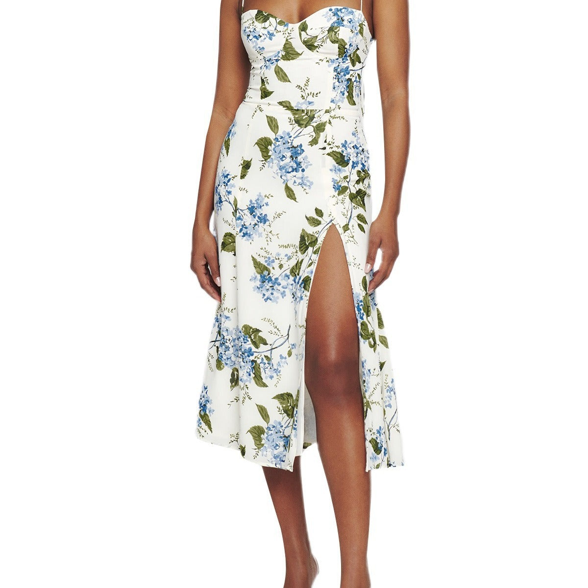 New Slim Fit Slimming French Strap Shoulder Lace Printing Holiday Dress