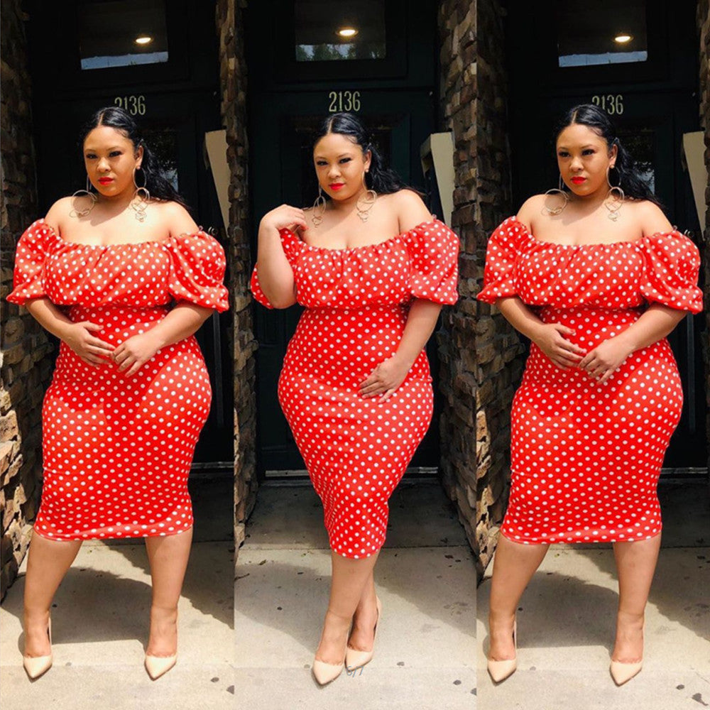 Fashion Casual Off Shoulder One Step Dress Lantern Sleeve Dress