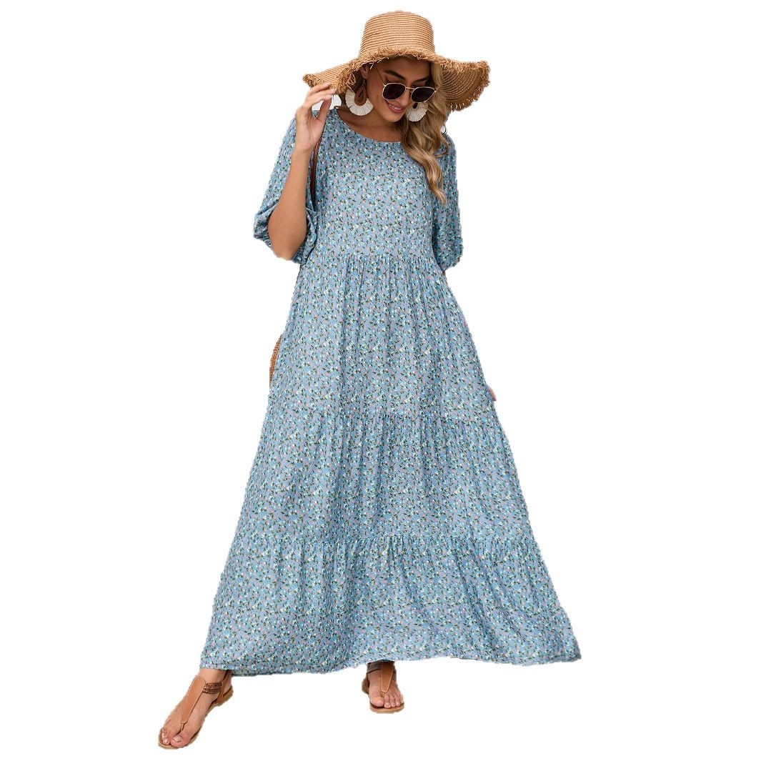 Djellaba Loose Round Neck Shirt With Half Sleeve Dress