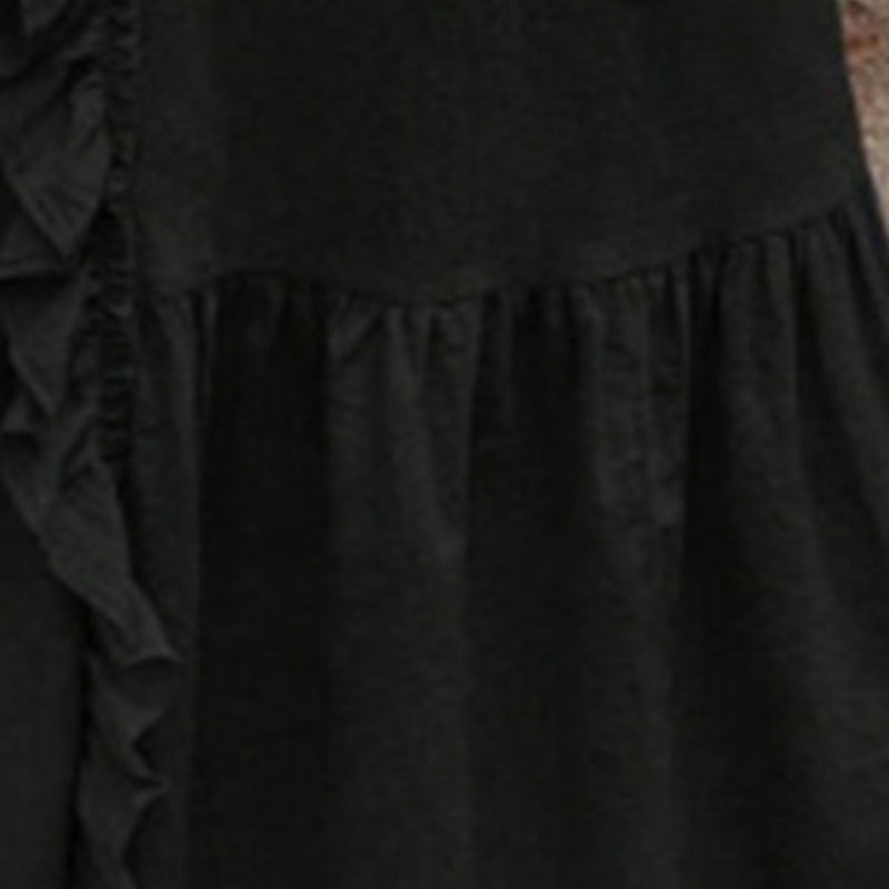 Women's Elegant Casual Summer Dress - V-Neck Sleeveless Ruffled Vacation Long Dress With Pleated Hem