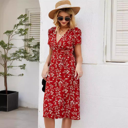 European And American Style Dress Vacation Style Ins Retro Dress Small Floral
