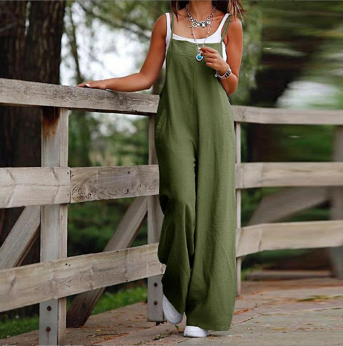 Women's Fashion Casual Pocket Camisole Jumpsuit