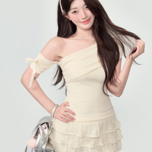 New Slim Fit And Slimming One Shoulder Off Top