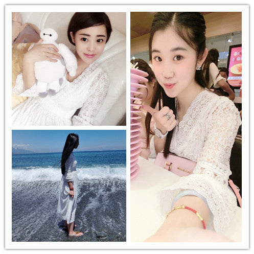 Spring And Summer Women's Clothing Temperament Fairy Lace V-neck Dress