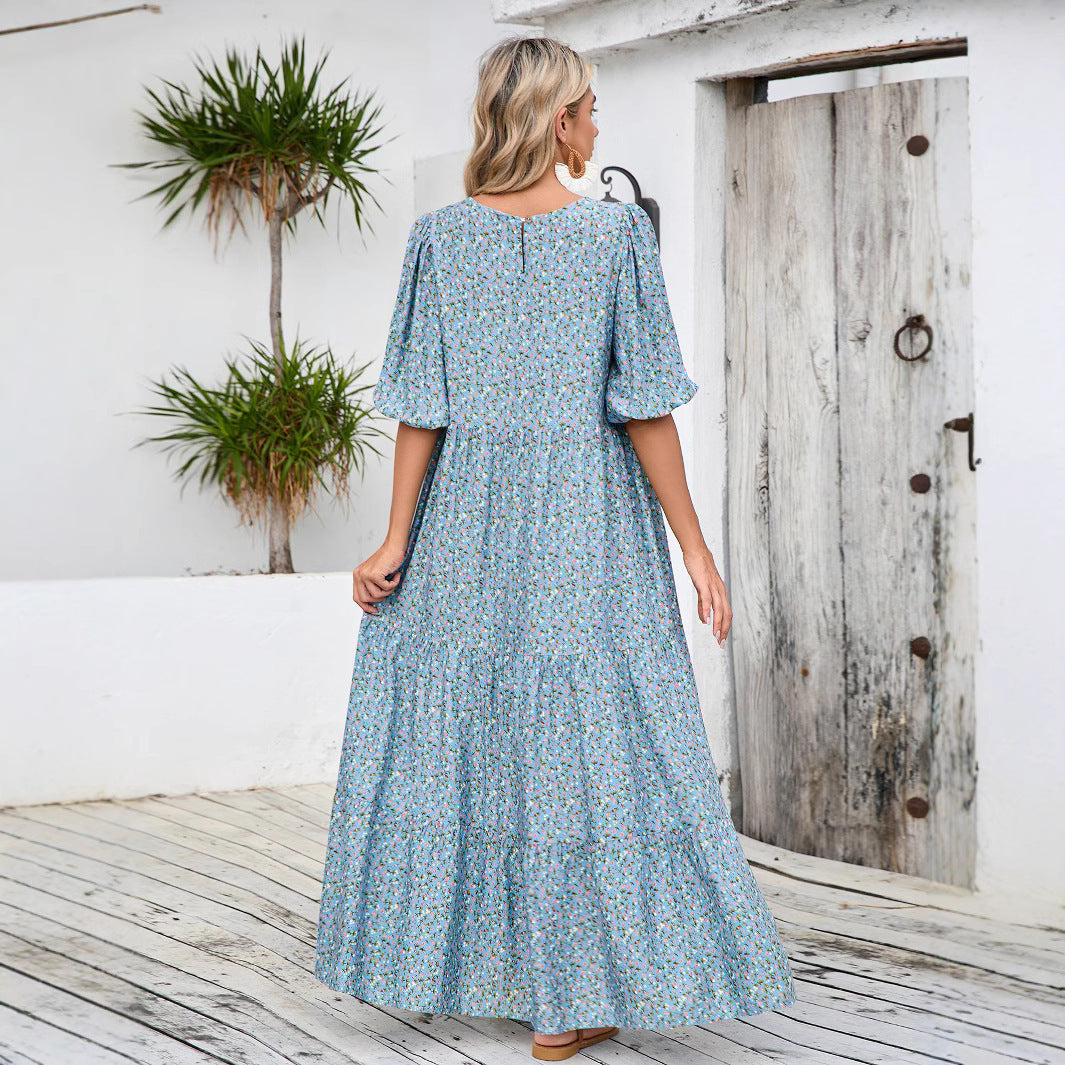 Djellaba Loose Round Neck Shirt With Half Sleeve Dress