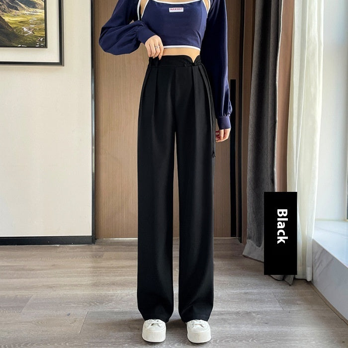 New Chinese Style Buckle High Waist Casual National Style Special-interest Design Elastic Waist Wide Leg Pants