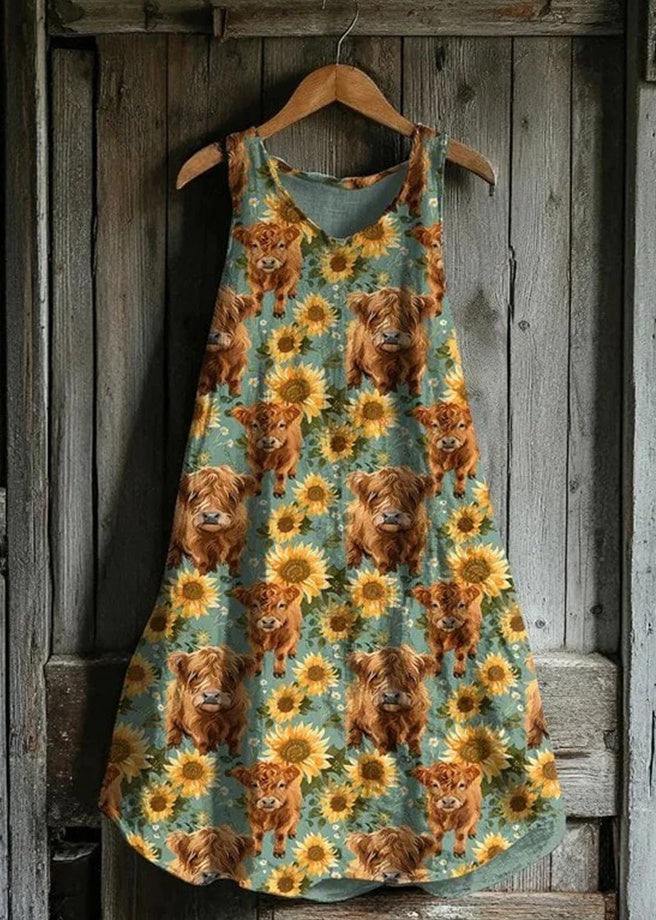 Women's Sleeveless Round Neck 3D Printed Dress