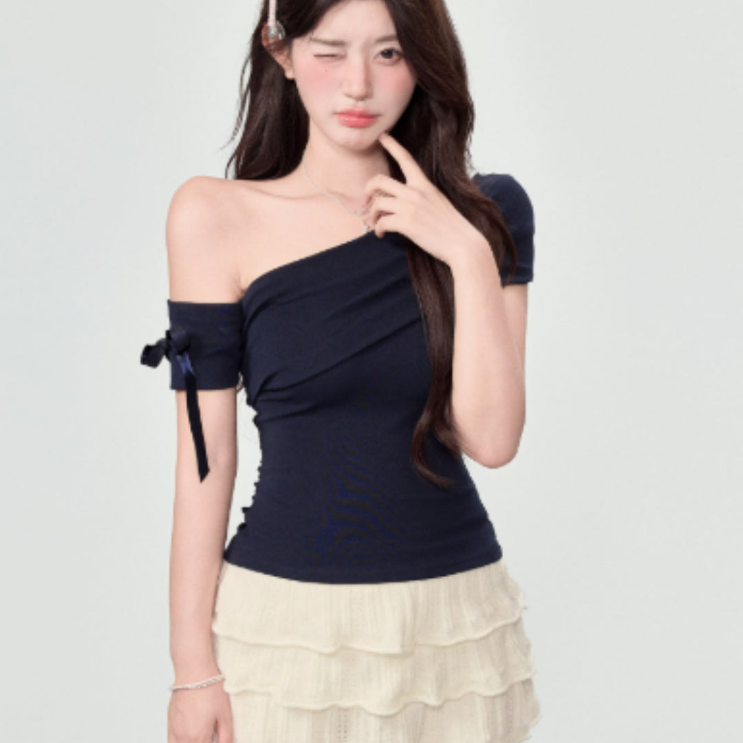 New Slim Fit And Slimming One Shoulder Off Top