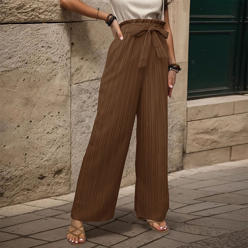 Tied Lotus Leaf Elastic Trousers