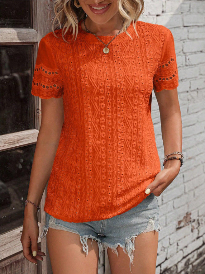 Women's Solid Color V Casual Short-sleeved Shirt