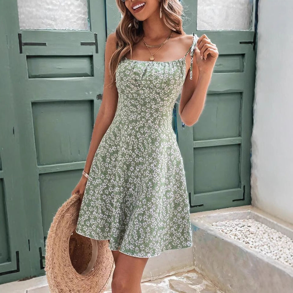 Women's Summer Floral Spaghetti Strap Beach Short Dress,Womens Dresses,Woman Clothing,Woman Clothes,Sundress,New In Dress