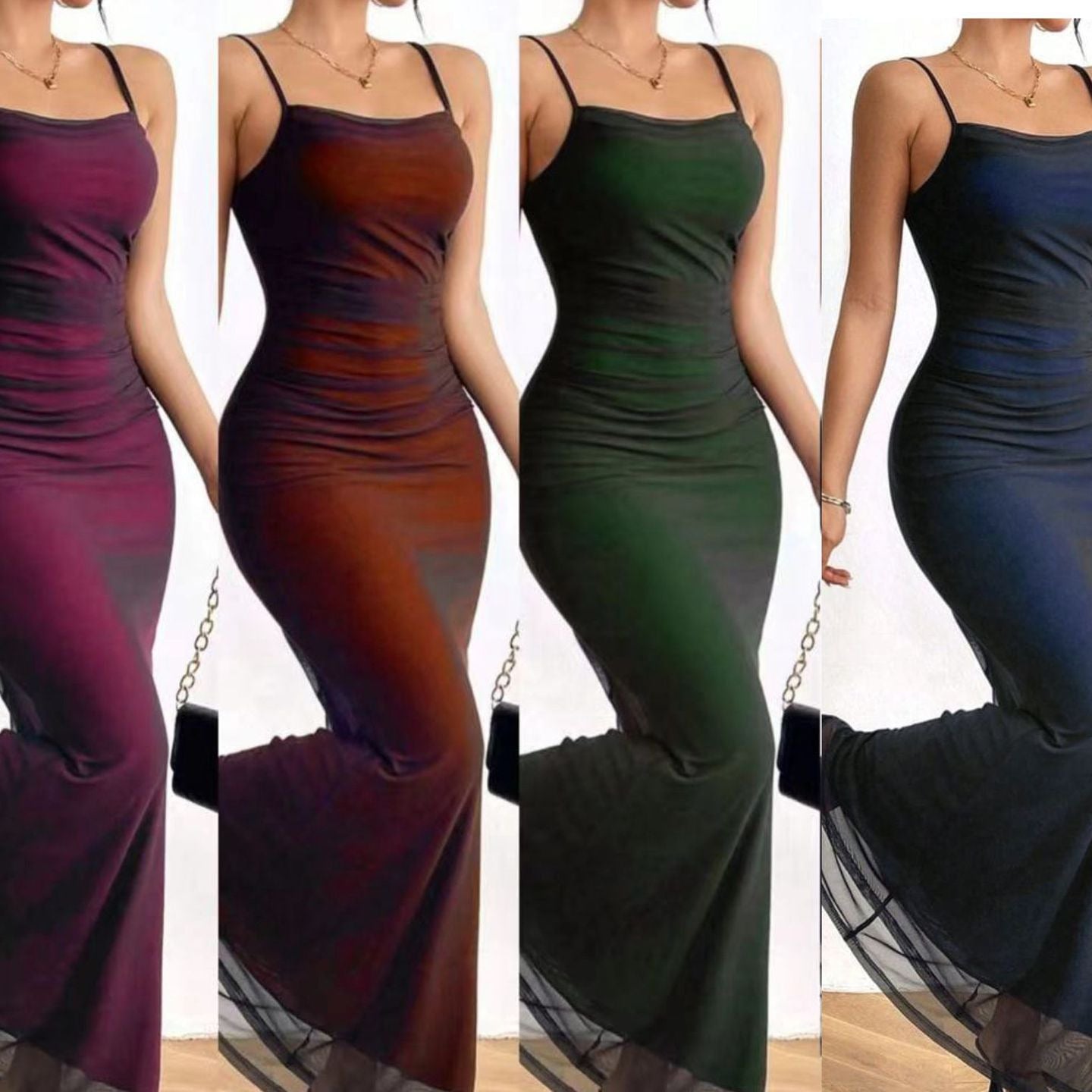 Women's High Waist Mesh Slim Fit Dress