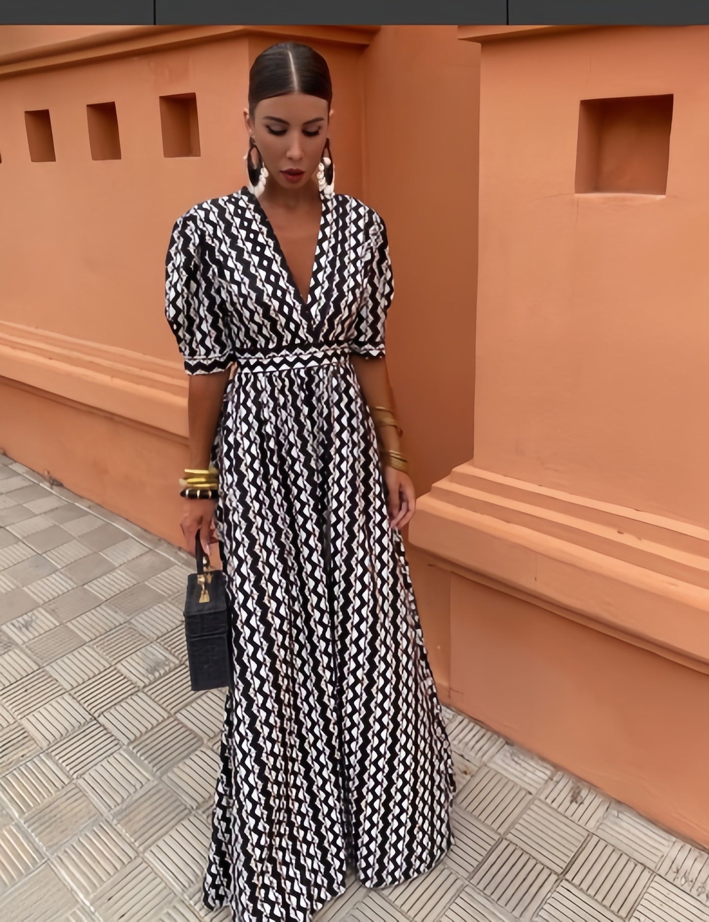 Women's Fashion Vintage Printing Elegant Dress