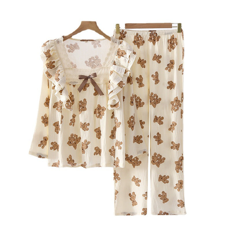 Bowknot Bear Suit Summer Home Short-sleeved Trousers Pajamas