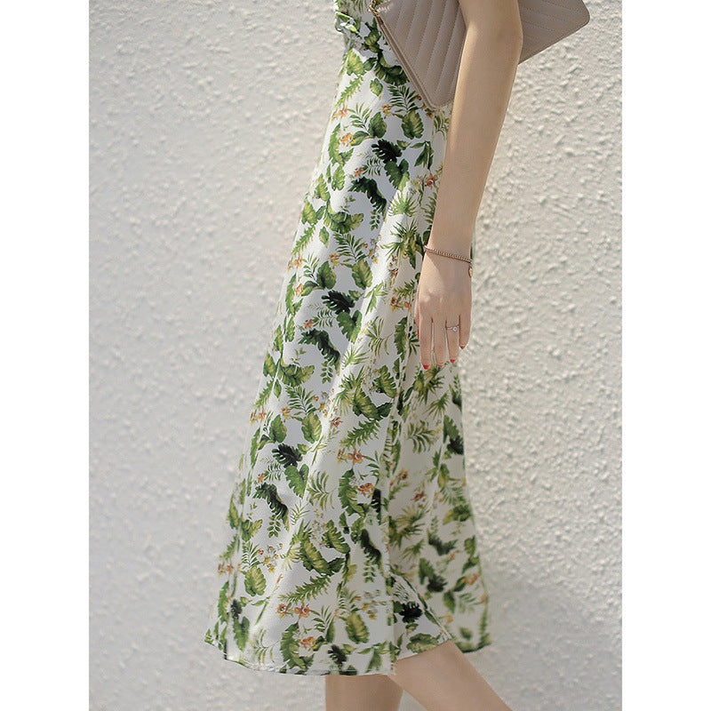 V-neck French Style High Sense Lightly Mature Retro Slimming Skirt