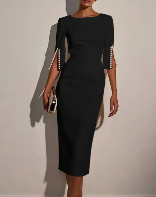 Medium Length Slit Sleeve Elegant Dress