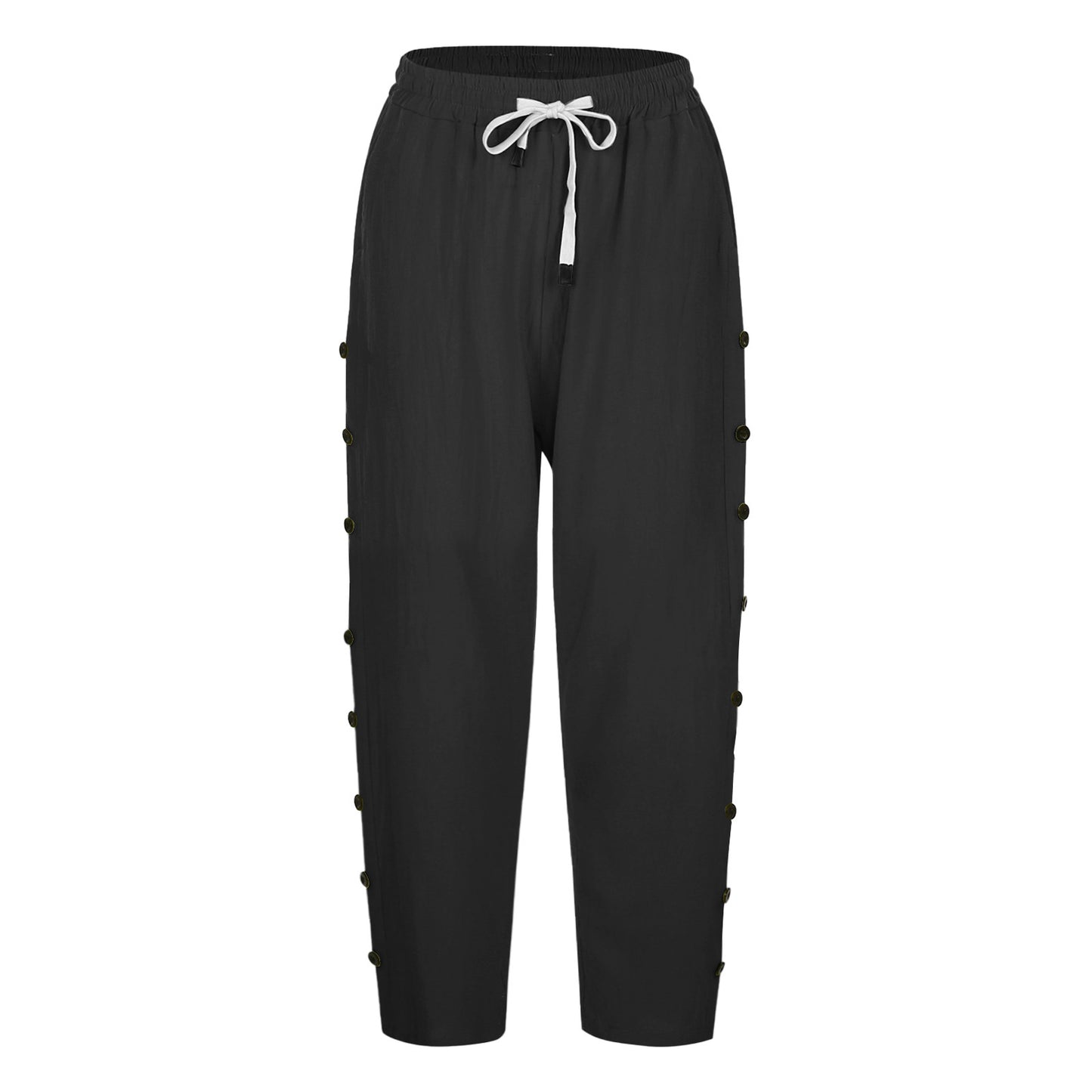 Casual Patchwork Button Cropped Pants For Women