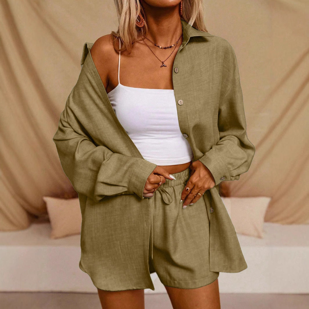 Tatting Cardigan With Shorts Fashion Casual Women's Suit