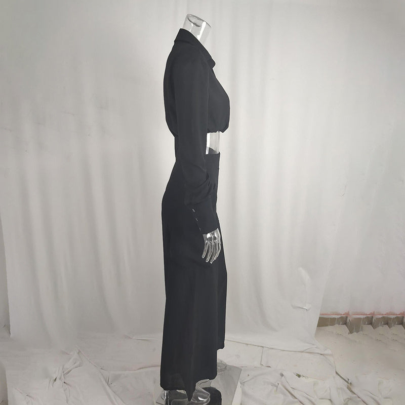 Women's Plus Size Elegant Pant Set - Crisscross Detail Top & Wide Leg Pants With Pockets Office & Casual Outfit