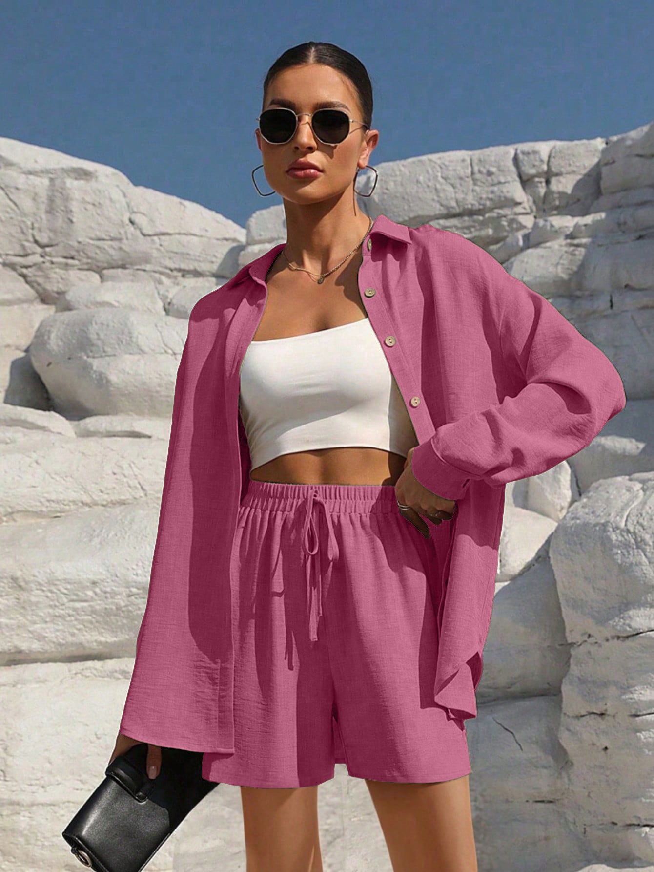 Tatting Cardigan With Shorts Fashion Casual Women's Suit