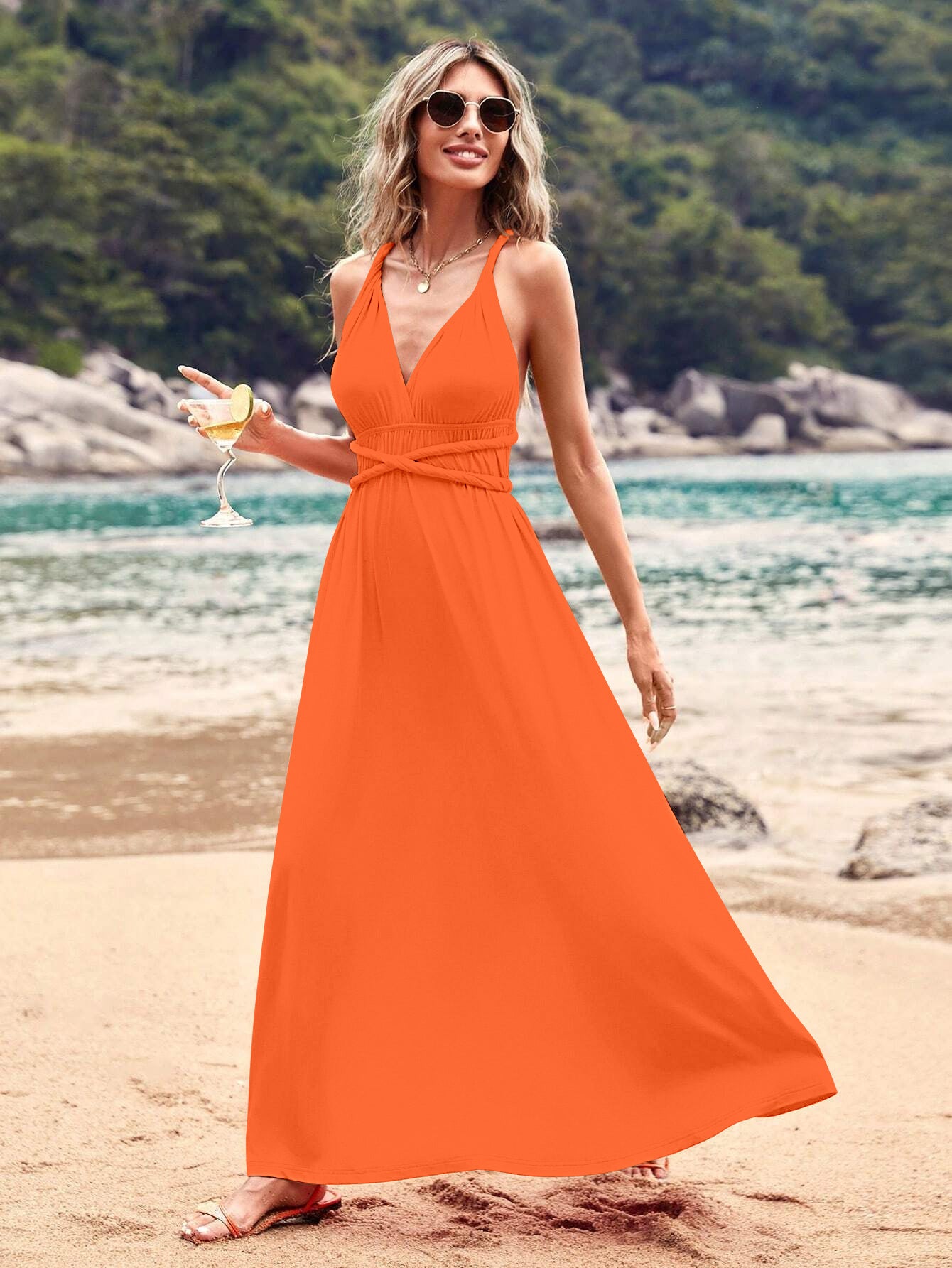 Multiple Wear Multi-rope Cross Strap Backless Sexy Dress