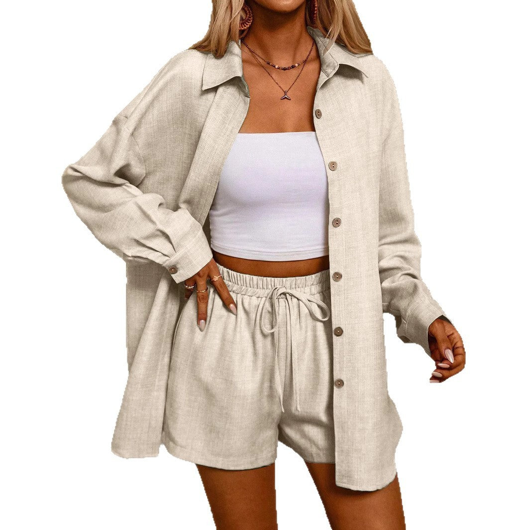 Tatting Cardigan With Shorts Fashion Casual Women's Suit