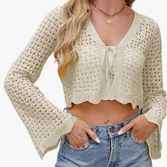 Cardigan Crochet Short Top Women's Shawl
