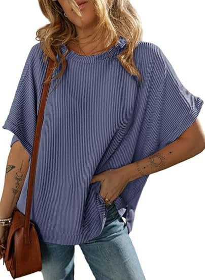 Women's Solid Color Knitted T-shirt Loose Casual Pullover