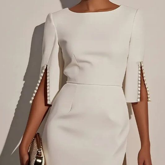 Medium Length Slit Sleeve Elegant Dress