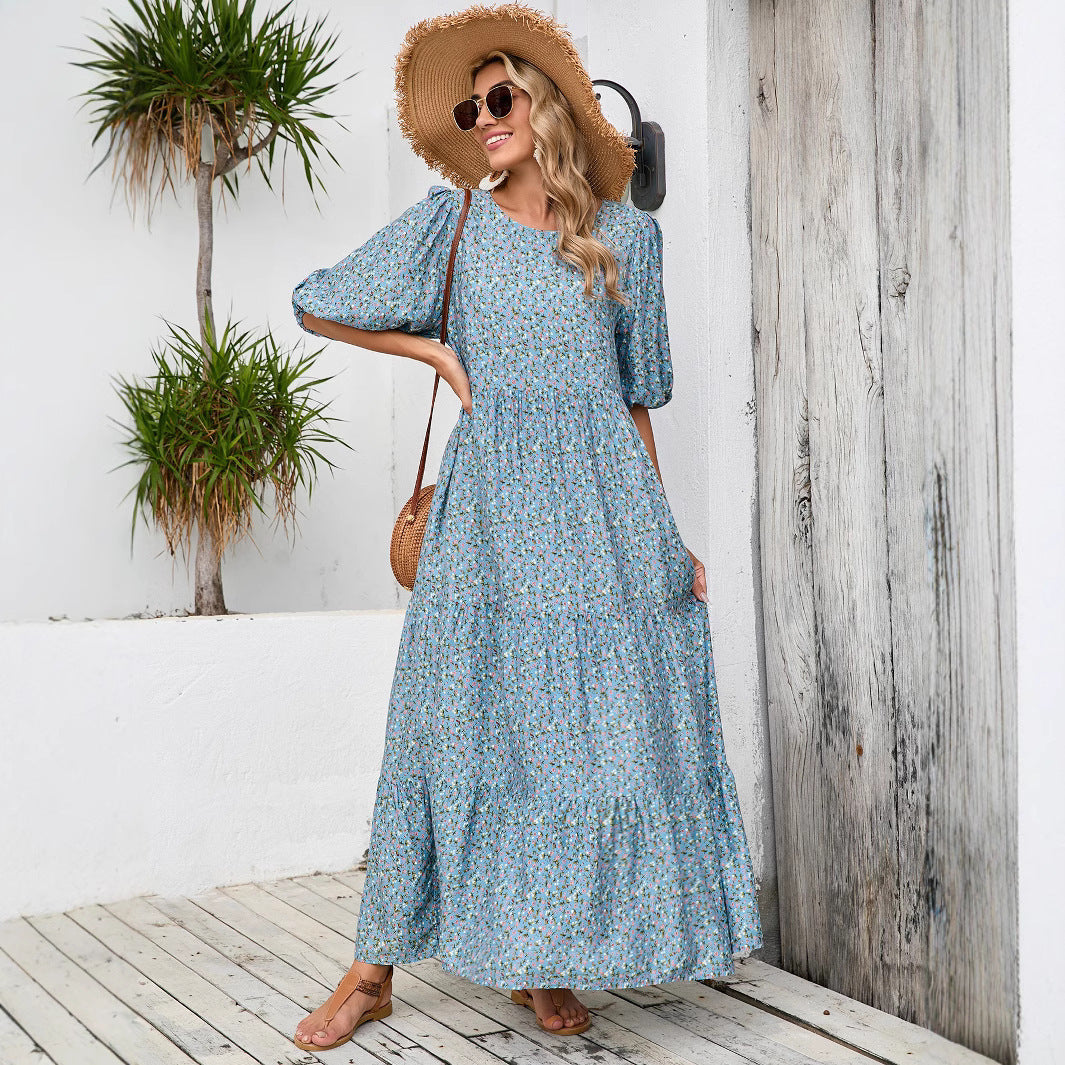 Djellaba Loose Round Neck Shirt With Half Sleeve Dress