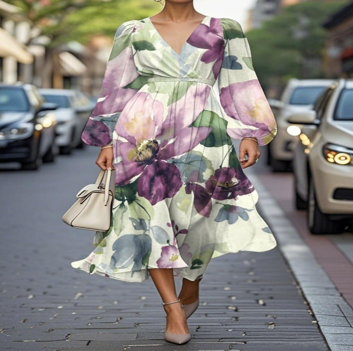 Printed Casual Retro Sexy Dress