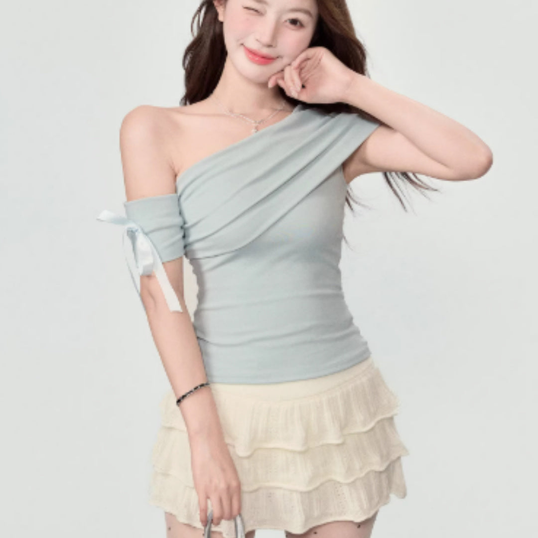 New Slim Fit And Slimming One Shoulder Off Top