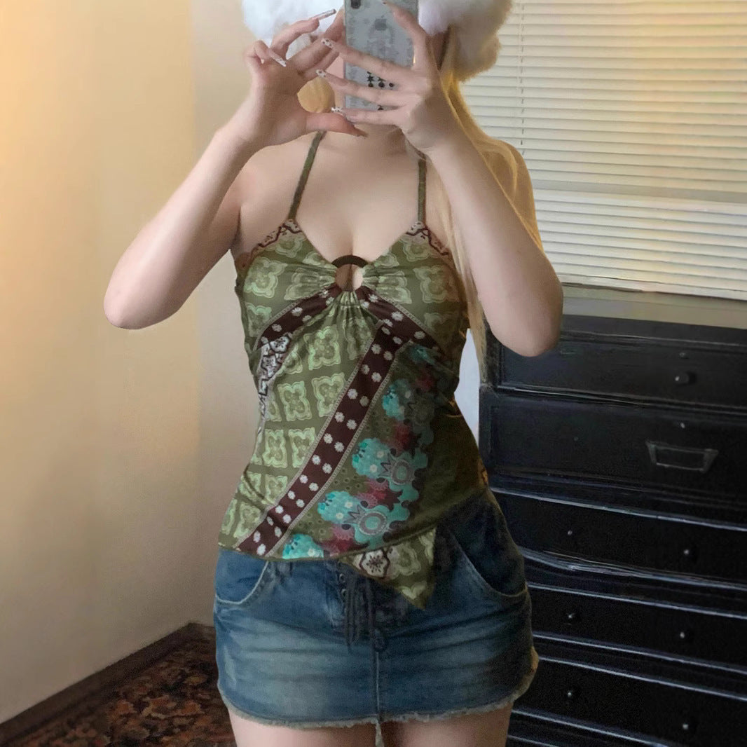 Irregular Short Sling Summer Top For Women