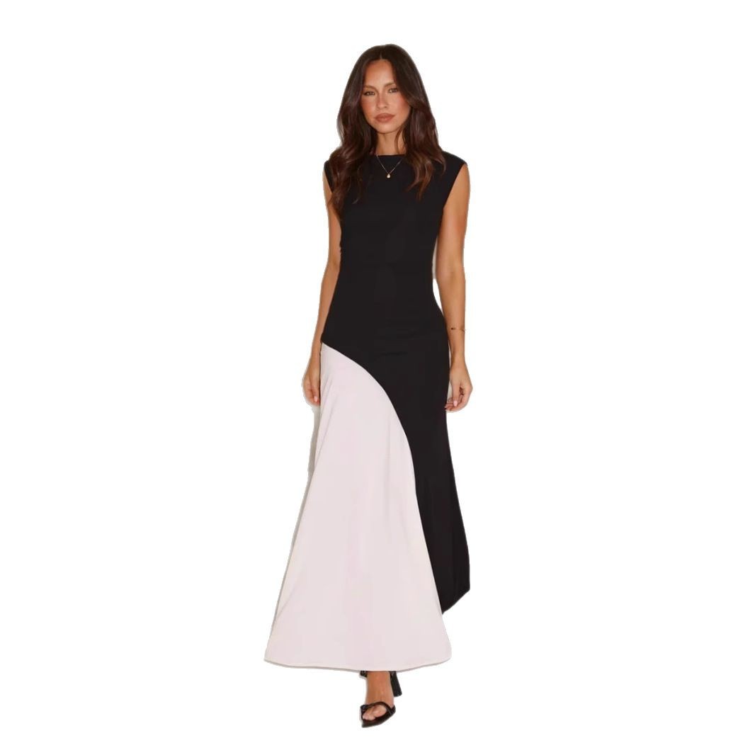 Women's Black And White Color Matching Women's Dress