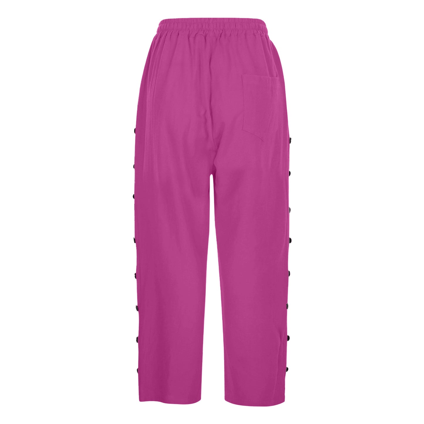 Casual Patchwork Button Cropped Pants For Women