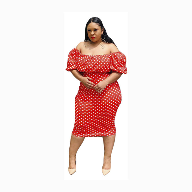 Fashion Casual Off Shoulder One Step Dress Lantern Sleeve Dress