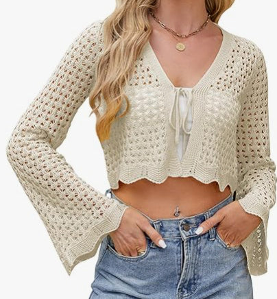 Cardigan Crochet Short Top Women's Shawl