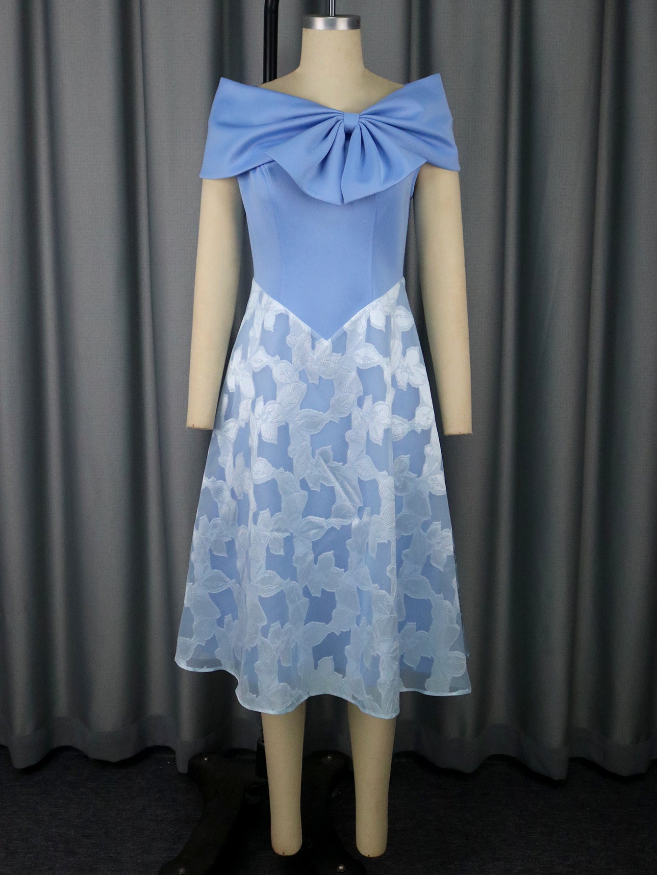 Female Creative Shoulder Elegant Bowknot Off-the-shoulder Dress